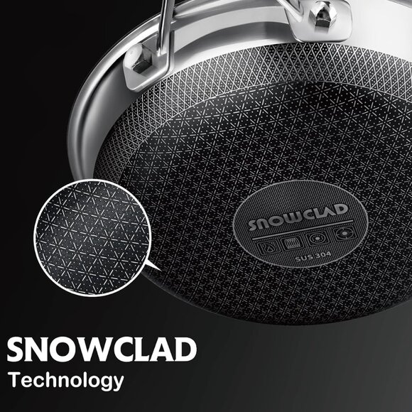 SNOWCLAD Non Stick Frying Pans Set Hybrid Pan Set (8"+10"+12") Stainless Steel - Picture 4 of 4